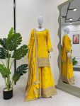 DESIGNER CHINON THREAD SEQUENCE WORK TOP PALAZZO WITH DUPATTA PARTY WEAR WHOLESALE PRICE ETHNIC GARMENT (4)