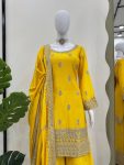 DESIGNER CHINON THREAD SEQUENCE WORK TOP PALAZZO WITH DUPATTA PARTY WEAR WHOLESALE PRICE ETHNIC GARMENT (4)