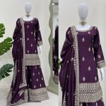 DESIGNER CHINON THREAD SEQUENCE WORK TOP PALAZZO WITH DUPATTA PARTY WEAR WHOLESALE PRICE ETHNIC GARMENT (3)