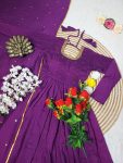 DESIGNER COTTON HAND EMBROIDERY WORK GOWN WITH DUPATTA FESTIVAL WEAR WHOLESALE PRICE ETHNIC GARMENT (5)