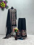 DESIGNER FAUX GEORGETTE EMBROIDERY WORK TOP PALAZZO WITH DUPATTA FESTIVAL WEAR WHOLESALE PRICE ETHNIC GARMENT (9)