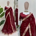 DESIGNER GEORGETTE CODING SEQUENCE WORK SAREE WITH UNSTITCHED BLOUSE PARTY WEAR WHOLESALE PRICE ETHNIC GARMENT (15)