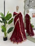 DESIGNER GEORGETTE CODING SEQUENCE WORK SAREE WITH UNSTITCHED BLOUSE PARTY WEAR WHOLESALE PRICE ETHNIC GARMENT (15)