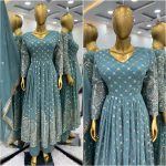 DESIGNER GEORGETTE EMBROIDERY SEQUENCE WORK GOWN BOTTOM WITH DUPATTA PARTY WEAR WHOLESALE PRICE ETHNIC GARMENT (3)