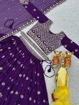 DESIGNER GEORGETTE EMBROIDERY SEQUENCE WORK LEHENGA CHOLI WITH DUPATTA AND BELT WEDDING WEAR WHOLESALE PRICE ETHNIC GARMENT (3)