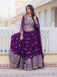 DESIGNER GEORGETTE EMBROIDERY SEQUENCE WORK LEHENGA CHOLI WITH DUPATTA AND BELT WEDDING WEAR WHOLESALE PRICE ETHNIC GARMENT (3)