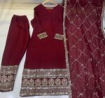 DESIGNER GEORGETTE EMBROIDERY SEQUENCE WORK TOP BOTTOM WITH DUPATTA PARTY WEAR WHOLESALE PRICE ETHNIC GARMENT (4)