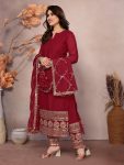 DESIGNER GEORGETTE EMBROIDERY SEQUENCE WORK TOP BOTTOM WITH DUPATTA PARTY WEAR WHOLESALE PRICE ETHNIC GARMENT (4)