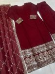 DESIGNER GEORGETTE EMBROIDERY SEQUENCE WORK TOP BOTTOM WITH DUPATTA PARTY WEAR WHOLESALE PRICE ETHNIC GARMENT (4)