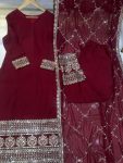 DESIGNER GEORGETTE EMBROIDERY SEQUENCE WORK TOP BOTTOM WITH DUPATTA PARTY WEAR WHOLESALE PRICE ETHNIC GARMENT (4)