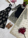 DESIGNER GEORGETTE EMBROIDERY SEQUENCE WORK TOP SHARARA WITH DUPATTA FESTIVAL WEAR WHOLESALE PRICE ETHNIC GARMENT (4)