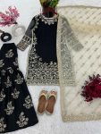 DESIGNER GEORGETTE EMBROIDERY SEQUENCE WORK TOP SHARARA WITH DUPATTA FESTIVAL WEAR WHOLESALE PRICE ETHNIC GARMENT (4)