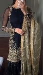 DESIGNER GEORGETTE EMBROIDERY SEQUENCE WORK TOP SHARARA WITH DUPATTA FESTIVAL WEAR WHOLESALE PRICE ETHNIC GARMENT (4)