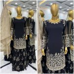 DESIGNER GEORGETTE EMBROIDERY SEQUENCE WORK TOP SHARARA WITH DUPATTA FESTIVAL WEAR WHOLESALE PRICE ETHNIC GARMENT (4)