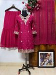 DESIGNER GEORGETTE SEQUENCE EMBROIDERY PEARL WORK TOP SHARARA WITH DUPATTA FESTIVAL WEAR WHOLESALE PRICE ETHNIC GARMENT (10)