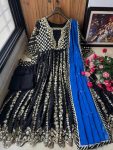 DESIGNER GEORGETTE SEQUENCE EMBROIDERY WORK TOP BOTTOM WITH DUPATTA FESTIVAL WEAR WHOLESALE PRICE ETHNIC GARMENT (4)