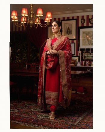 DESIGNER GEORGETTE SEQUENCE WORK TOP BOTTOM WITH DUPATTA  RED