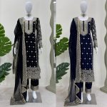 DESIGNER GEORGETTE THREAD SEQUENCE LACE WORK TOP BOTTOM WITH DUPATTA PARTY WEAR WHOLESALE PRICE ETHNIC GARMENT (3)