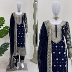 DESIGNER GEORGETTE THREAD SEQUENCE LACE WORK TOP BOTTOM WITH DUPATTA PARTY WEAR WHOLESALE PRICE ETHNIC GARMENT (3)