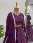 DESIGNER GEORGETTE THREAD SEQUENCE WORK LEHNGA CHOLI WITH DUPATTA PARTY WEAR WHOLESALE PRICE ETHNIC GARMENT (3)