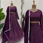 DESIGNER GEORGETTE THREAD SEQUENCE WORK LEHNGA CHOLI WITH DUPATTA PARTY WEAR WHOLESALE PRICE ETHNIC GARMENT (3)