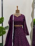 DESIGNER GEORGETTE THREAD SEQUENCE WORK LEHNGA CHOLI WITH DUPATTA PARTY WEAR WHOLESALE PRICE ETHNIC GARMENT (3)