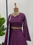 DESIGNER GEORGETTE THREAD SEQUENCE WORK LEHNGA CHOLI WITH DUPATTA PARTY WEAR WHOLESALE PRICE ETHNIC GARMENT (3)