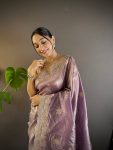 DESIGNER GOLD CRUNCHY SEQUENCE THREAD EMBROIDERY CUT WORK SAREE WITH UNSTITCHED BLOUSE PARTY WEAR WHOLESALE PRICE ETHNIC GARMENT (2)