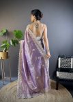 DESIGNER GOLD CRUNCHY SEQUENCE THREAD EMBROIDERY CUT WORK SAREE WITH UNSTITCHED BLOUSE PARTY WEAR WHOLESALE PRICE ETHNIC GARMENT (2)