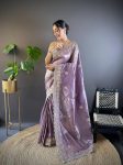 DESIGNER GOLD CRUNCHY SEQUENCE THREAD EMBROIDERY CUT WORK SAREE WITH UNSTITCHED BLOUSE PARTY WEAR WHOLESALE PRICE ETHNIC GARMENT (2)