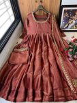 DESIGNER JIMMY CHOO SEQUENCE EMBROIDERY WORK GOWN BOTTOM WITH DUPATTA FESTIVAL WEAR WHOLESALE PRICE ETHNIC GARMENT (11)