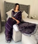 DESIGNER JIMMY CHOO SEQUENCE WORK SAREE WITH STITCHED BLOUSE FESVIVAL WEAR WHOLESALE PRICE ETHNIC GARMENT (9)