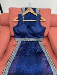DESIGNER ORGANZA SILK THREAD EMBROIDERY WORK SAREE WITH UNSTITCHED BLOUSE FESTIVAL WEAR WHOLESALE PRICE ETHNIC GARMENT (16)