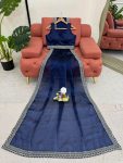 DESIGNER ORGANZA SILK THREAD EMBROIDERY WORK SAREE WITH UNSTITCHED BLOUSE FESTIVAL WEAR WHOLESALE PRICE ETHNIC GARMENT (16)