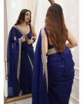 DESIGNER ORGANZA SILK THREAD EMBROIDERY WORK SAREE WITH UNSTITCHED BLOUSE FESTIVAL WEAR WHOLESALE PRICE ETHNIC GARMENT (16)