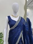 DESIGNER ORGANZA SILK THREAD EMBROIDERY WORK SAREE WITH UNSTITCHED BLOUSE FESTIVAL WEAR WHOLESALE PRICE ETHNIC GARMENT (16)