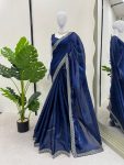 DESIGNER ORGANZA SILK THREAD EMBROIDERY WORK SAREE WITH UNSTITCHED BLOUSE FESTIVAL WEAR WHOLESALE PRICE ETHNIC GARMENT (16)