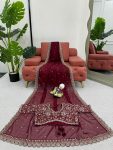 DESIGNER TABBY SILK THREAD SEQUENCE WORK SAREE WITH UNSTITCHED BLOUSE FESTIVAL WEAR WHOLESALE PRICE EHNIC GARMENT (42)