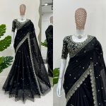 DESIGNER TABBY SILK THREAD SEQUENCE WORK SAREE WITH UNSTITCHED BLOUSE FESTIVAL WEAR WHOLESALE PRICE EHNIC GARMENT (35)