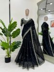 DESIGNER TABBY SILK THREAD SEQUENCE WORK SAREE WITH UNSTITCHED BLOUSE FESTIVAL WEAR WHOLESALE PRICE EHNIC GARMENT (35)