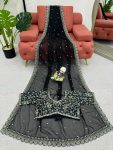 DESIGNER TABBY SILK THREAD SEQUENCE WORK SAREE WITH UNSTITCHED BLOUSE FESTIVAL WEAR WHOLESALE PRICE EHNIC GARMENT (35)