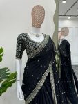 DESIGNER TABBY SILK THREAD SEQUENCE WORK SAREE WITH UNSTITCHED BLOUSE FESTIVAL WEAR WHOLESALE PRICE EHNIC GARMENT (35)