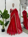 DESIGNER TABBY SILK THREAD SEQUENCE WORK SAREE WITH UNSTITCHED BLOUSE PARTY WEAR WHOLESALE PRICE ETHNIC GARMENT (7)