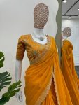 DESIGNER TABBY SILK THREAD SEQUENCE WORK SAREE WITH UNSTITCHED BLOUSE PARTY WEAR WHOLESALE PRICE ETHNIC GARMENT (16)
