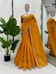 DESIGNER TABBY SILK THREAD SEQUENCE WORK SAREE WITH UNSTITCHED BLOUSE PARTY WEAR WHOLESALE PRICE ETHNIC GARMENT (16)