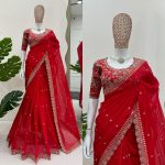 DESIGNER TABBY SILK THREAD SEQUENCE WORK SAREE WITH UNSTITCHED BLOUSE PARTY WEAR WHOLESALE PRICE ETHNIC GARMENT (7)