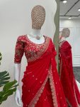 DESIGNER TABBY SILK THREAD SEQUENCE WORK SAREE WITH UNSTITCHED BLOUSE PARTY WEAR WHOLESALE PRICE ETHNIC GARMENT (7)