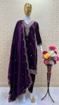 DESIGNER VELVET EMBROIDERY SEQUENCE WORK TOP BOTTOM WITH DUPATTA FESTIVAL WEAR WHOLESALE PRICE ETHNIC GARMENT (7)