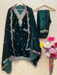 DESIGNER VELVET EMBROIDERY SEQUENCE WORK TOP BOTTOM WITH DUPATTA FESTIVAL WEAR WHOLESALE PRICE ETHNIC GARMENT (4)