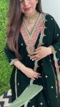 DESIGNER VELVET EMBROIDERY SEQUENCE WORK TOP BOTTOM WITH DUPATTA FESTIVAL WEAR WHOLESALE PRICE ETHNIC GARMENT (4)